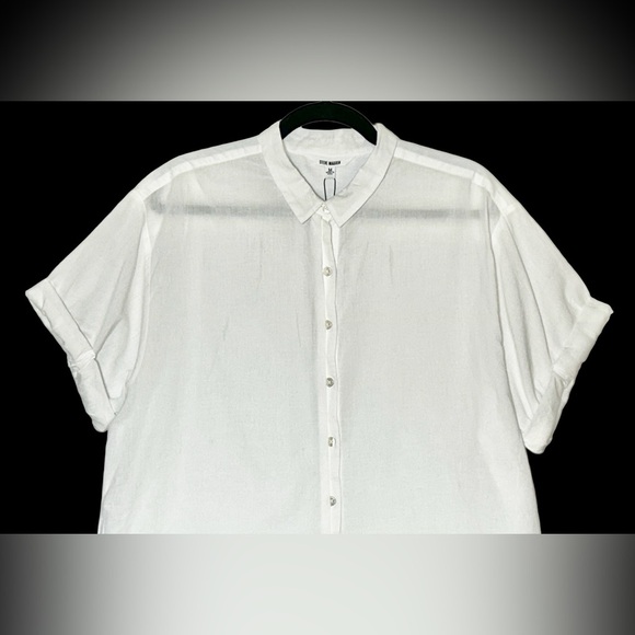 NWT Revolve X Steve Madden White Button Front Kiralin Top with Short Sleeves, M - Picture 6 of 14
